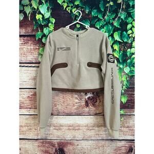 Nike x Cactus Jack Travis Scott Crop 1/4 Zip Fleece Crew Sweatshirt Women's L